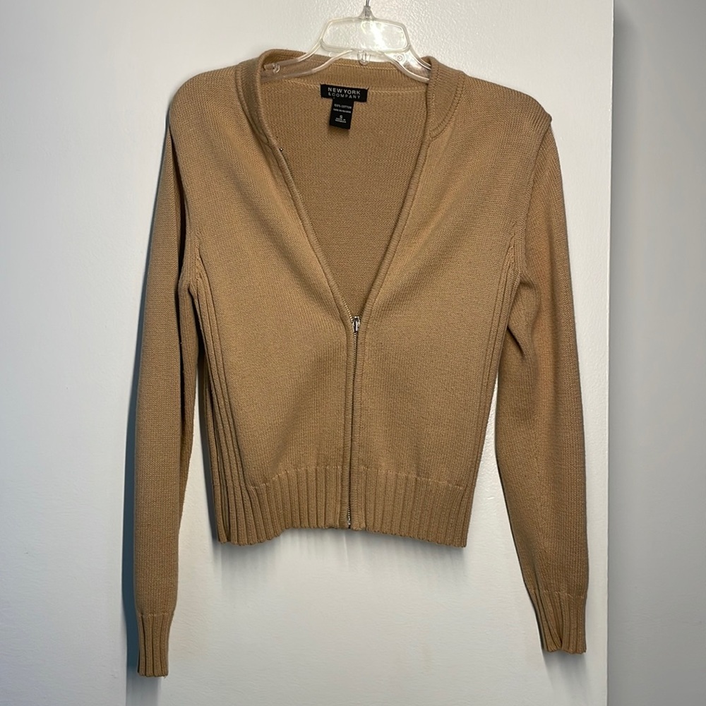 Zipper cardigan khaki